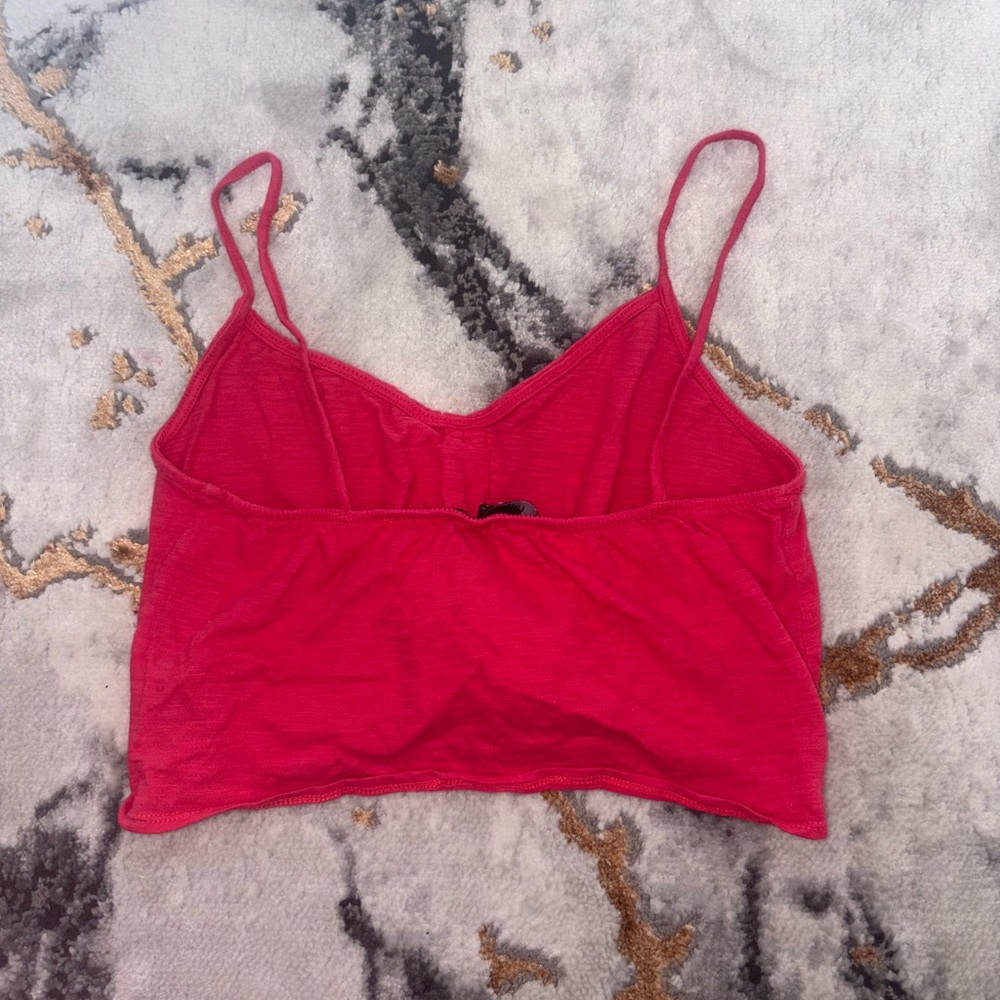 Windsor Cherry Buttoned Tie Crop Top - Picture 2 of 2
